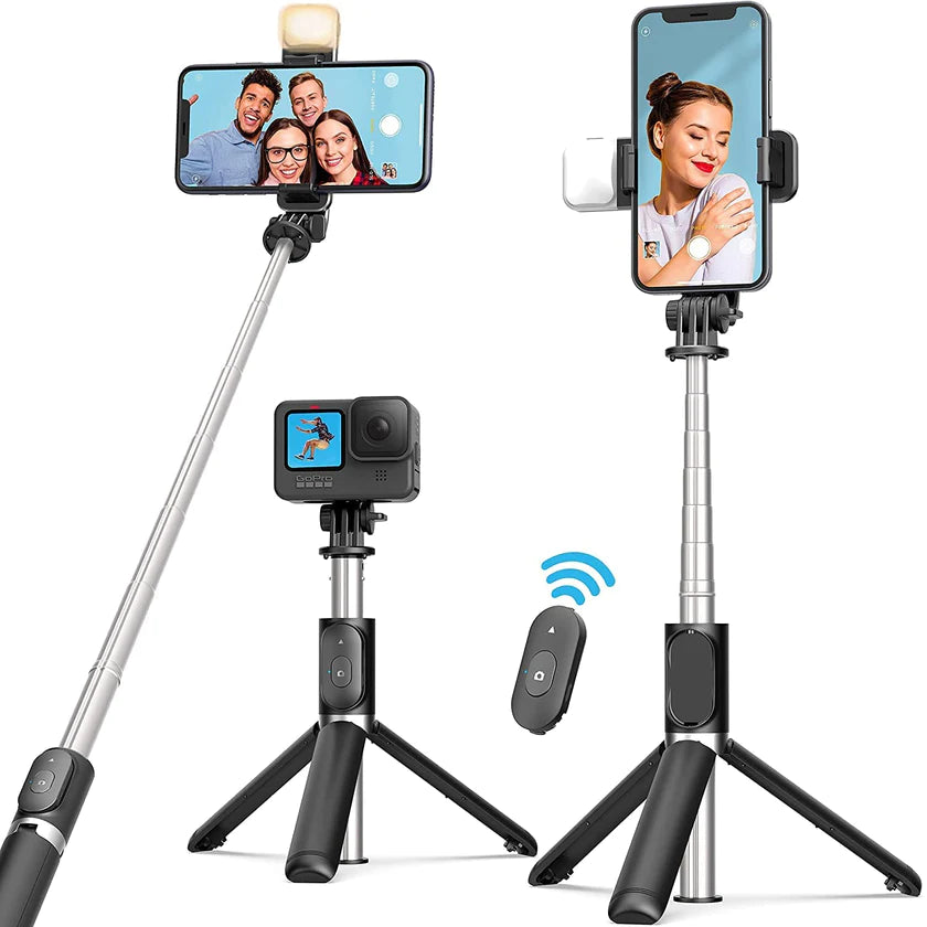 The 4-in-1 Selfie Stick with Bluetooth, Tripod Stand, LED Light, and 360° Rotating Head