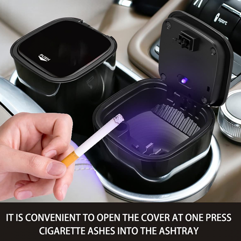 Portable Travel Car Ashtray With Led With Compass