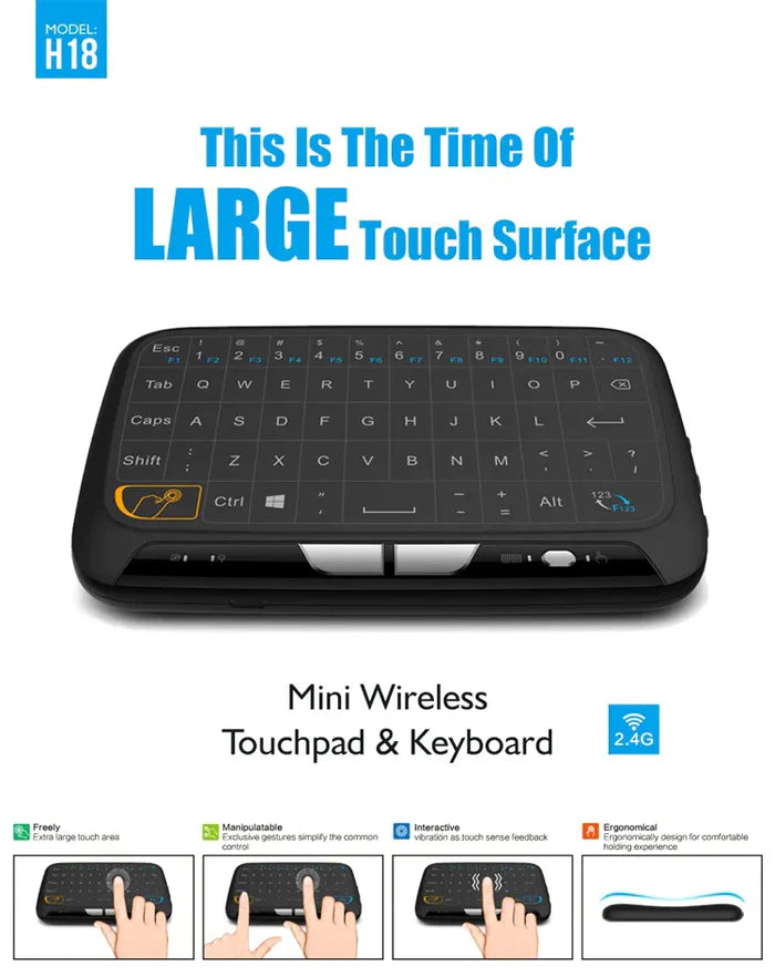 H18+ 2.4GHZ WIRELESS KEYBOARD FULL TOUCHPAD BACKLIGHT KEYBOARD