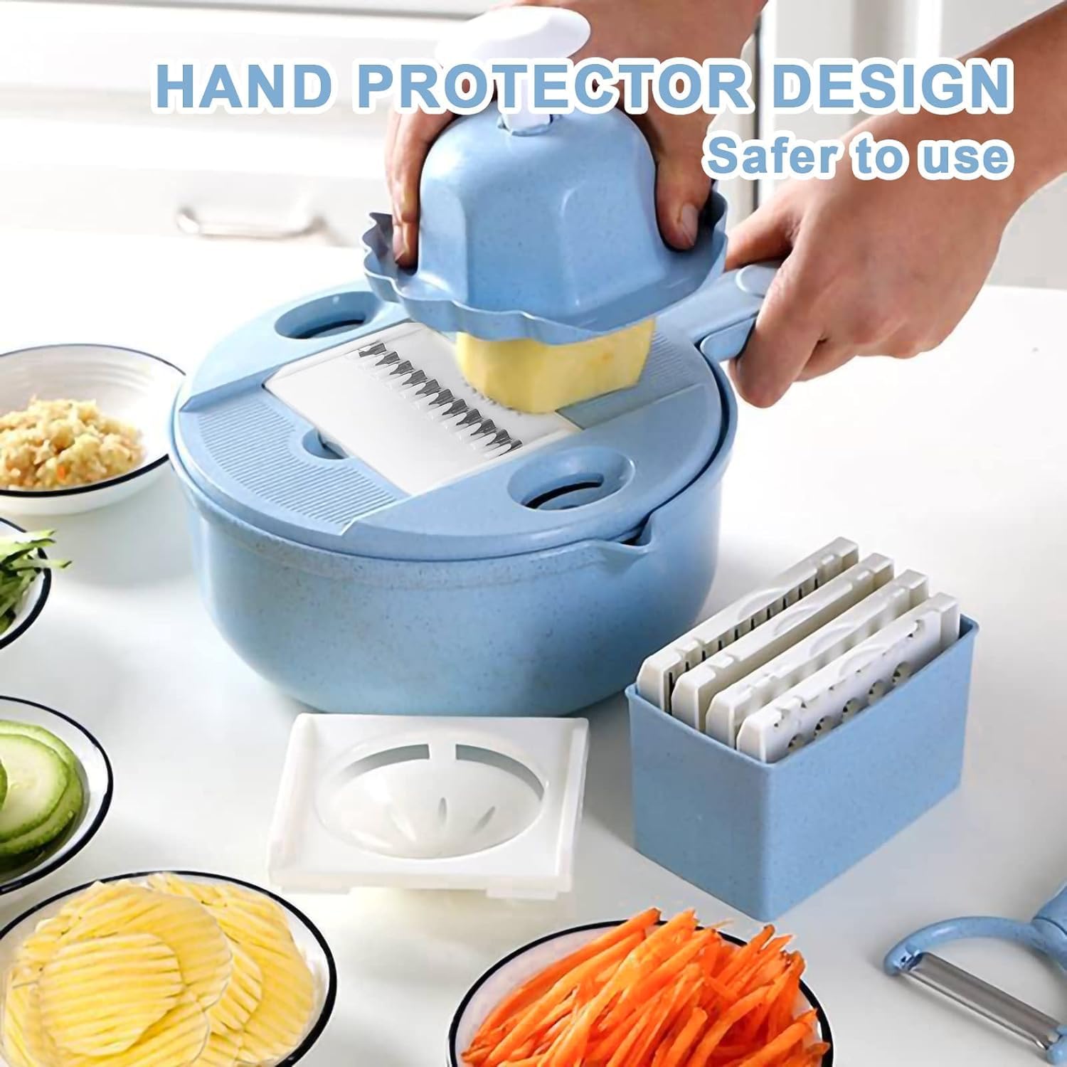 Food Chopper, Multi Function Food Chopper, 12 In 1 Multi-Function Vegetable Chopper with Container