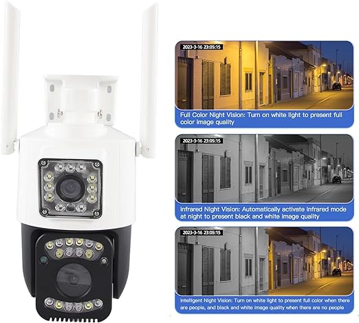 PTZ WIFI OUTDOOR DURAL LENS 2MP+2MP 4MP IN TOTAL DURAL IR LED COLORVU NIGHT VISION APP V380 PRo