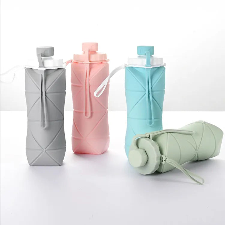 Portable Silicone Folding Water Cup 600ml Large Capacity Lightweight Outdoor Travel Sports Water Bottle