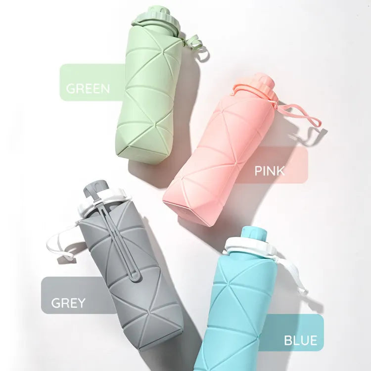 Portable Silicone Folding Water Cup 600ml Large Capacity Lightweight Outdoor Travel Sports Water Bottle