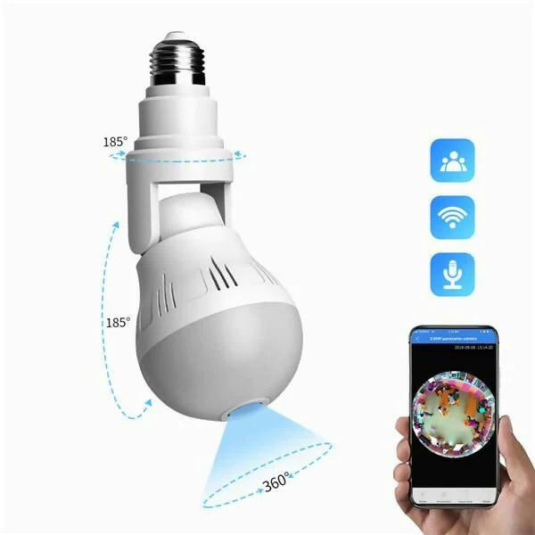 WiFi Flexible Light Bulb Camera 1080P HD Wireless 360 Degree Panoramic Infrared Night Vision WITH V380 APP