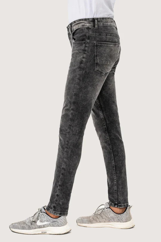 SKINNY LEG DENIM JEANS GREY RANDOM WASHED