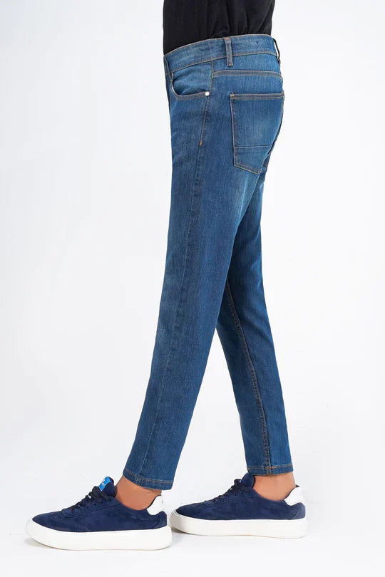 SLIM LEG DENIM JEANS DARK BLUE