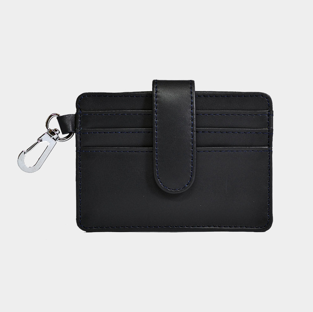 Minimalist Card Holder With Loop – Black