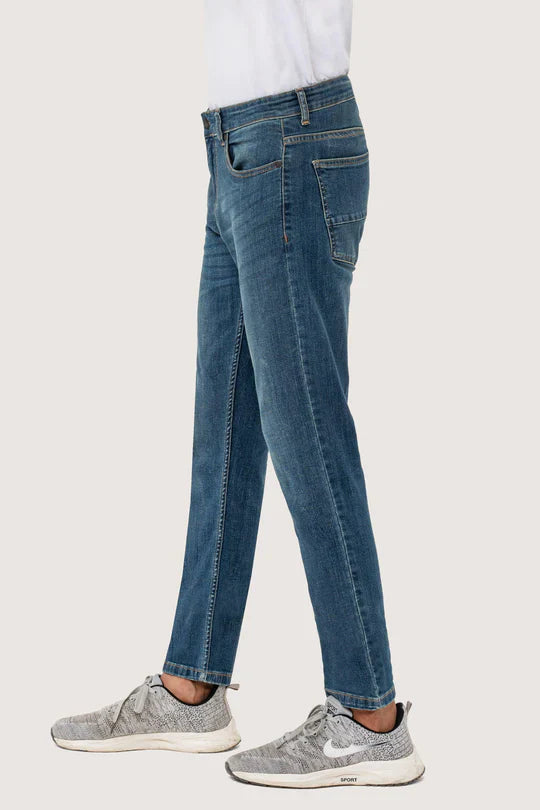 SLIM LEG DENIM JEANS DARK BLUE TINTED