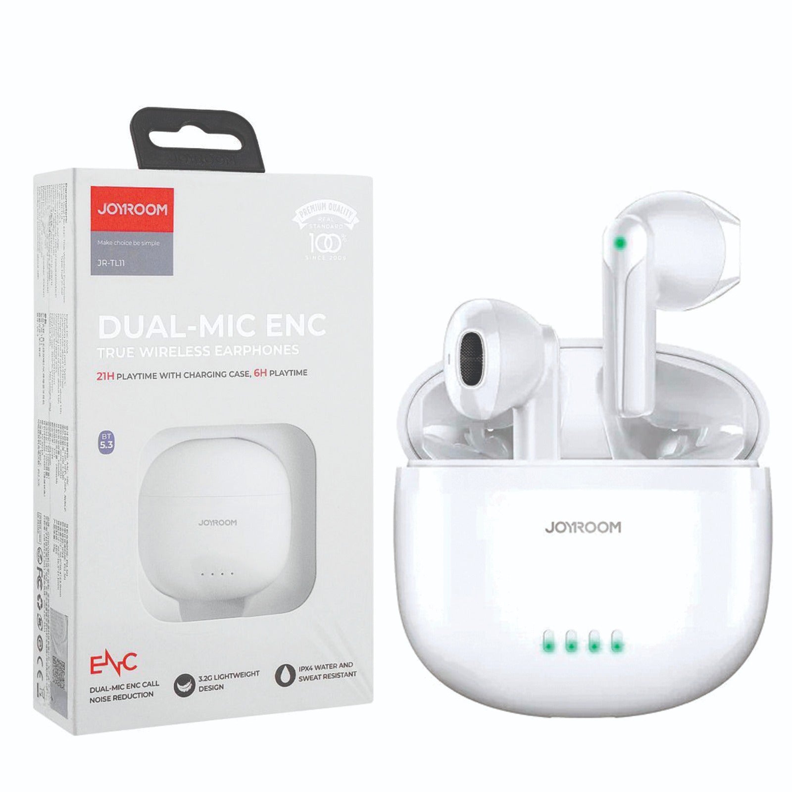 Joyroom Jr-Tl11 Dual-Mic Enc True Wireless Earphones White