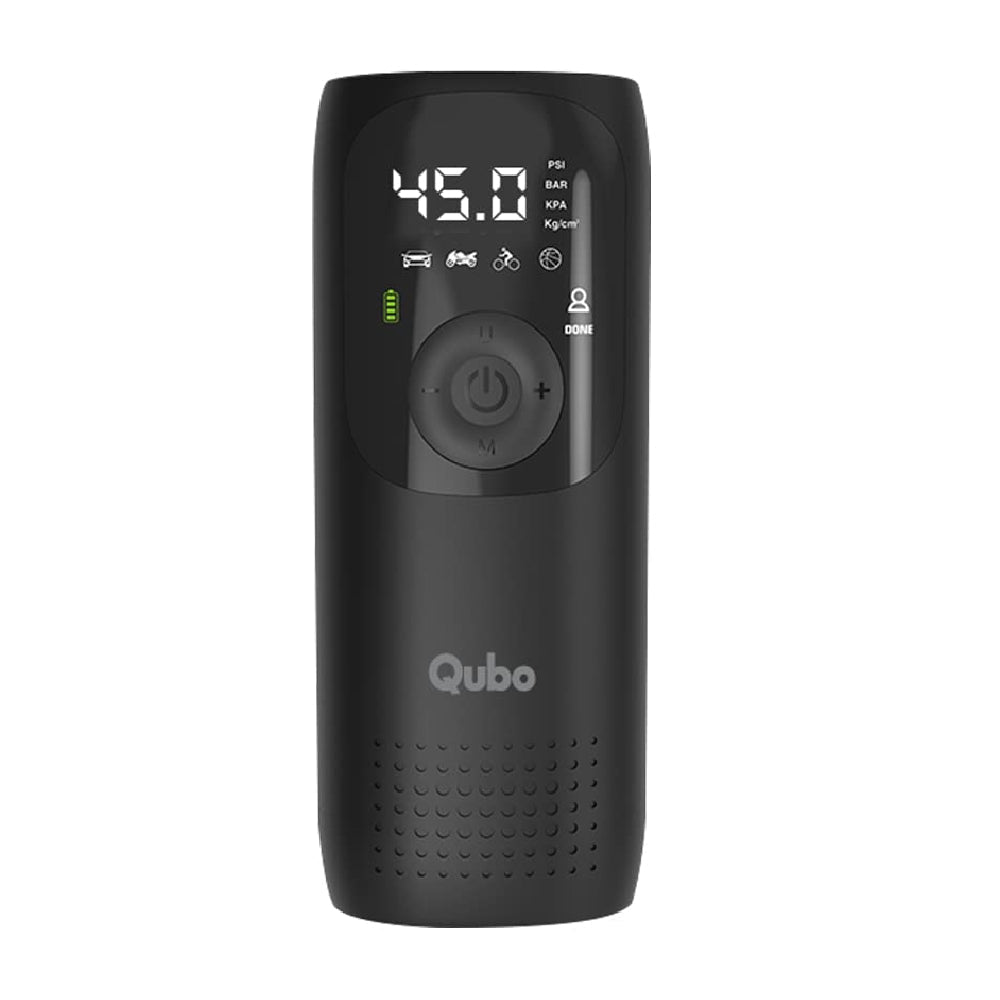 Qubo Smart Tyre Pressure Inflator with 150 PSI Air Pressure, 5 Smart Modes, Auto Cut Off, Pre-Set Pressure (Black)