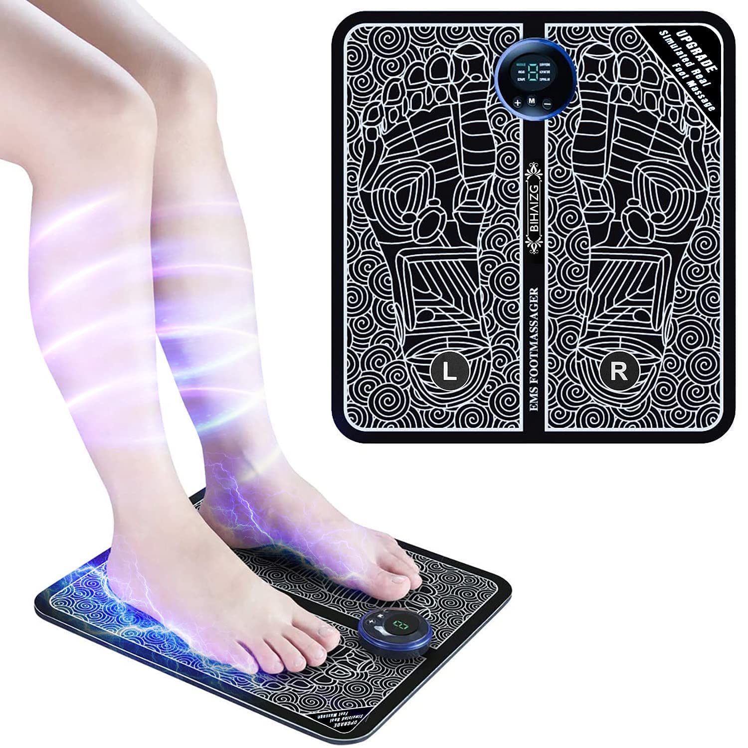 Rechargeable EMS Foot Massager Mat with 8 Modes & 19 Intensity Levels