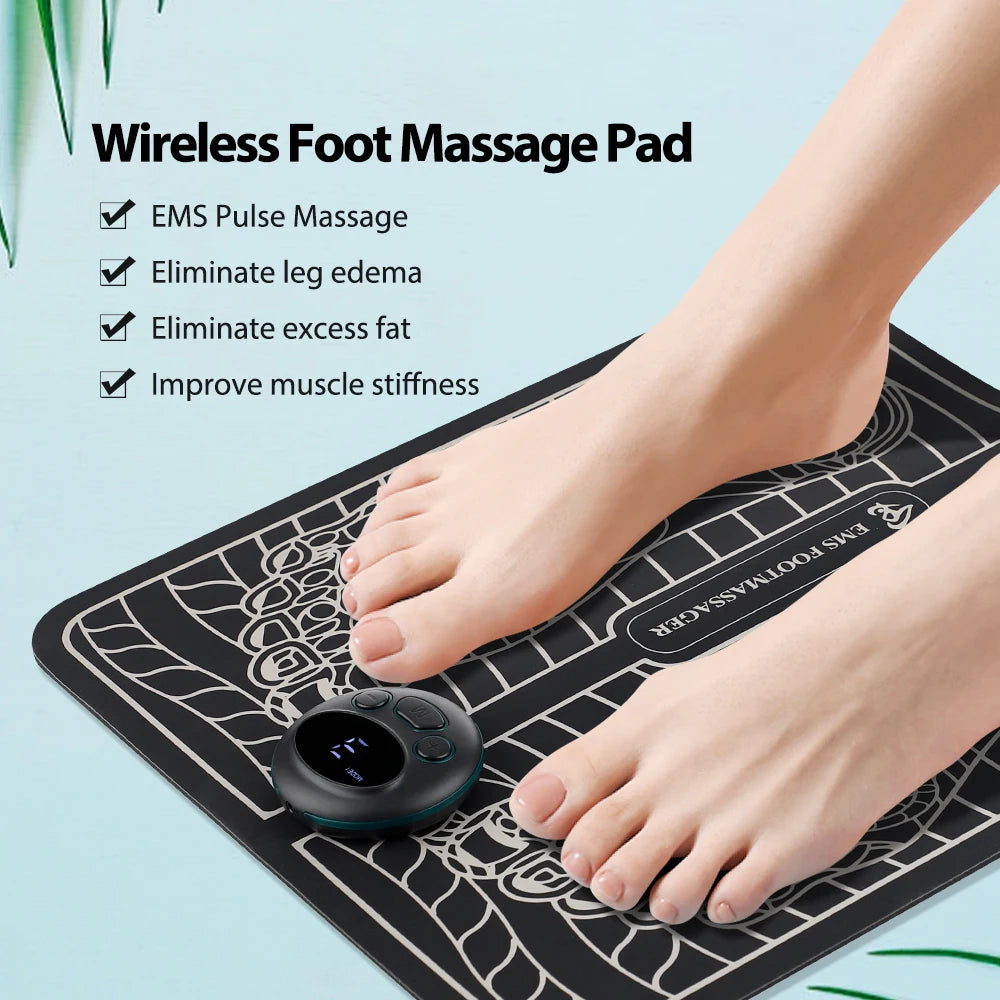 Rechargeable EMS Foot Massager Mat with 8 Modes & 19 Intensity Levels