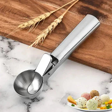 Ice Cream Scoop Spoon, Stainless Steel Ice Cream Digger, Non Stick Ice Ball Maker, Dual Purpose Cream Dipper, Multifunctional Ice Cream Scoops Stack, Ice Cream Scooper With Trigger, Scoop Spoon for Ice Cream Fruit Cookie