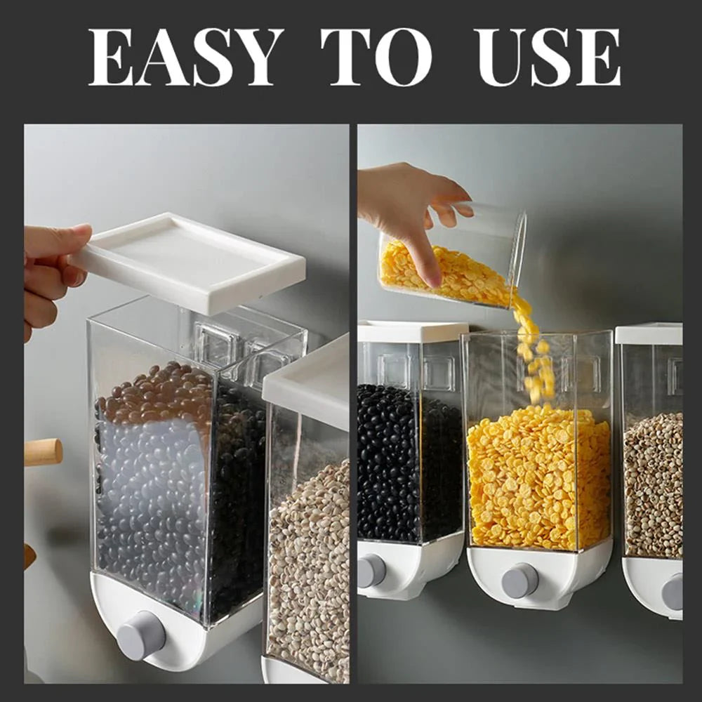 Transparent Cereal Dispenser, Wall-mounted Cereal Storage Box, Grain Storage Container, Food Storage Container