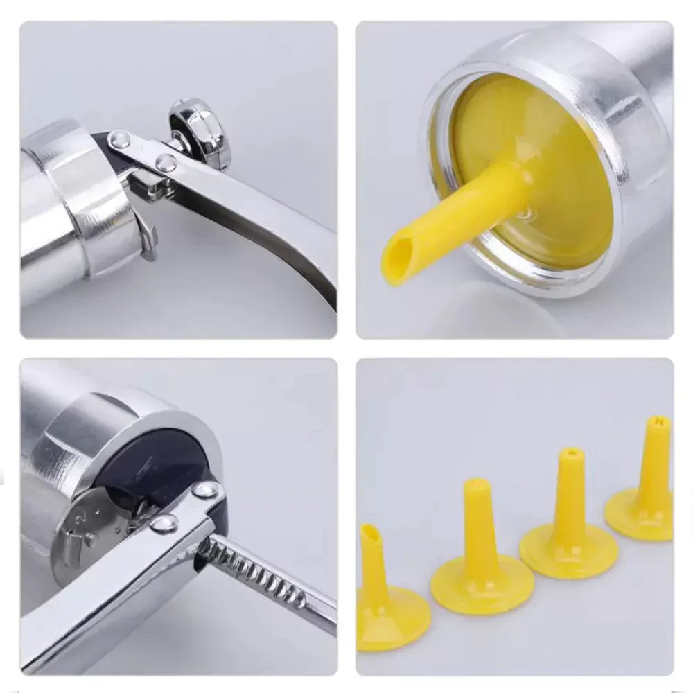 Manual Cookie Press Gun And Icing Set Alloy Churro Maker, Cookie Press Machine, Aluminum Cookie Gun, Biscuit Maker, Manual Cookie Press Stamps Set, Baking Tool With 10 Cookie Molds 4 Nozzles