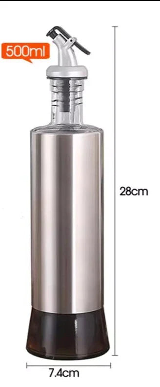 Glass Steel Oil Bottle, Leak Proof Soy Sauce Vinegar Dispenser, Kitchen Cooking Tool, Oil Pourer Bottle For Cooking, Large-capacity Automatically Open ABS Olive Oil Glass Bottle