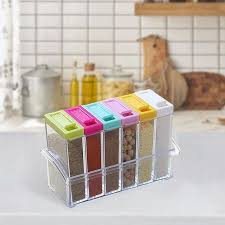 6 Piece/set Spice Jar Seasoning Box Kitchen Spice Storage Bottle Jars Transparent PP Salt Pepper Cumin Powder Box Cooking Tools