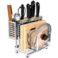 Kitchen Desktop Storage Rack Knife Block Cutting Board Chopper Holder with Rack Knife Block Cutting Board Organizer Cutlery Organizer in Drawer Knife Storage Cutting Board Holder Cutlery Organizer