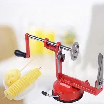 Spiral Potato Cutter, Manually Rotating Potato Tower Machine, Portable Quick Spiral French Slicer Cutter Bar, Vegetable Spiral Cutter Machine, Twist Fries Machine, Metal Peeler Corer Slicer, Creative Hand-shake Fruit Potato Peeler, Home Kitchen Gadget